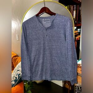 Men’s Grey Long Sleeve Henley, by The Rail, Size XS